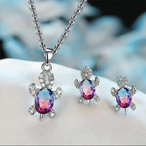 Setje "schildpad" ketting met oorbellen