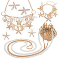 5-delig set "schelp": tasje, ketting, armband, oorbellen en 2 haarclips