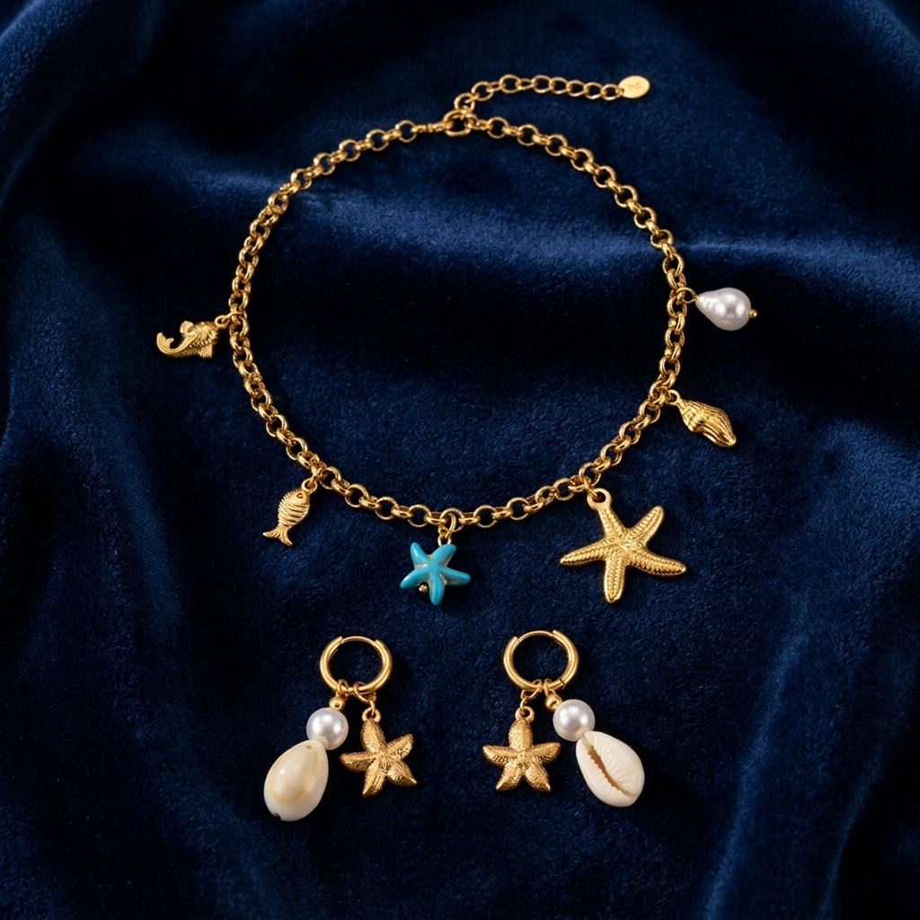 2-delig setje, ketting met oorbellen
