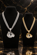 Bulldog ketting met strass in 2 kleuren