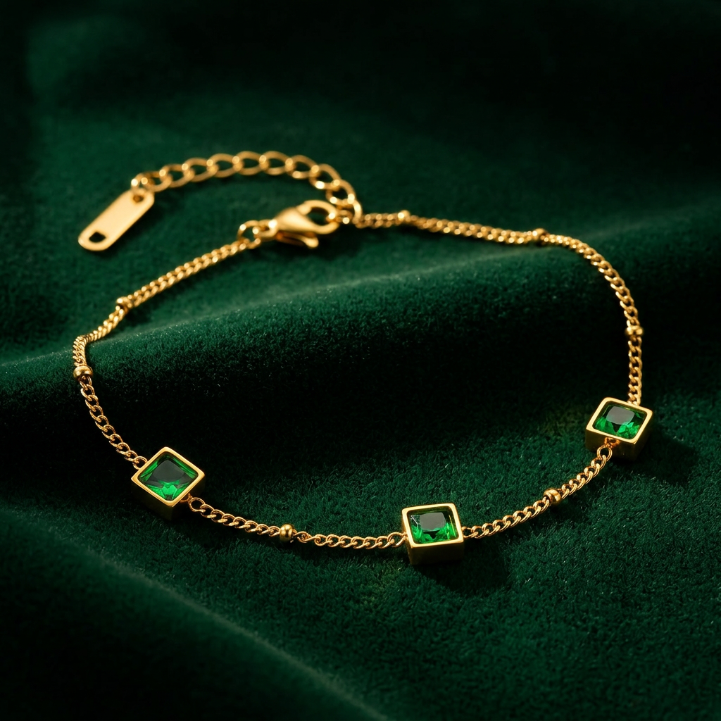 Armband met groene zirkonia's