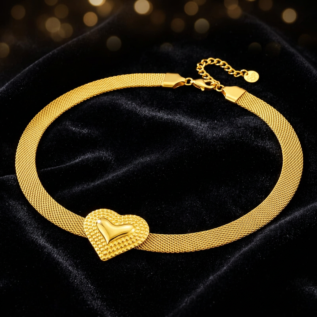 Super mooie set met groot hart, ketting en armband