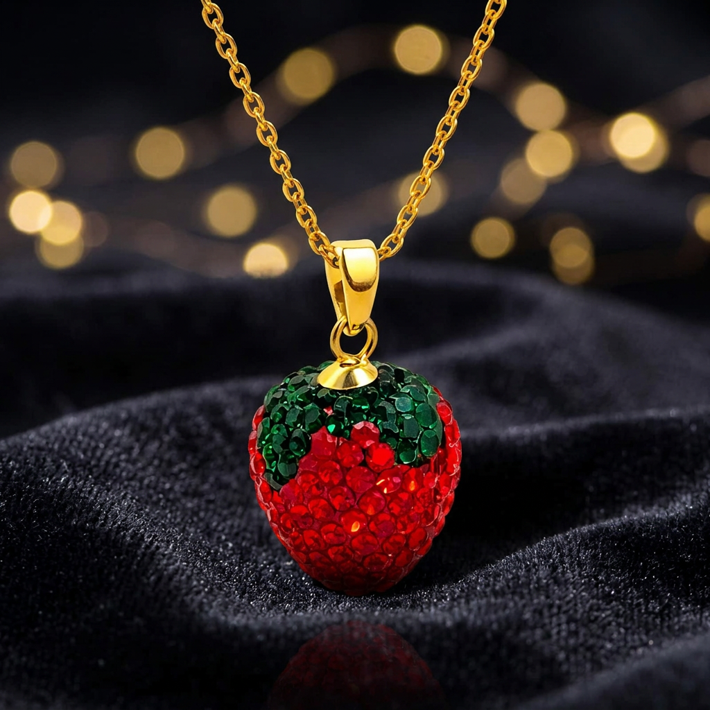 "Berrie" setje , 18K verguld staal mooie set van ketting en oorbellen.