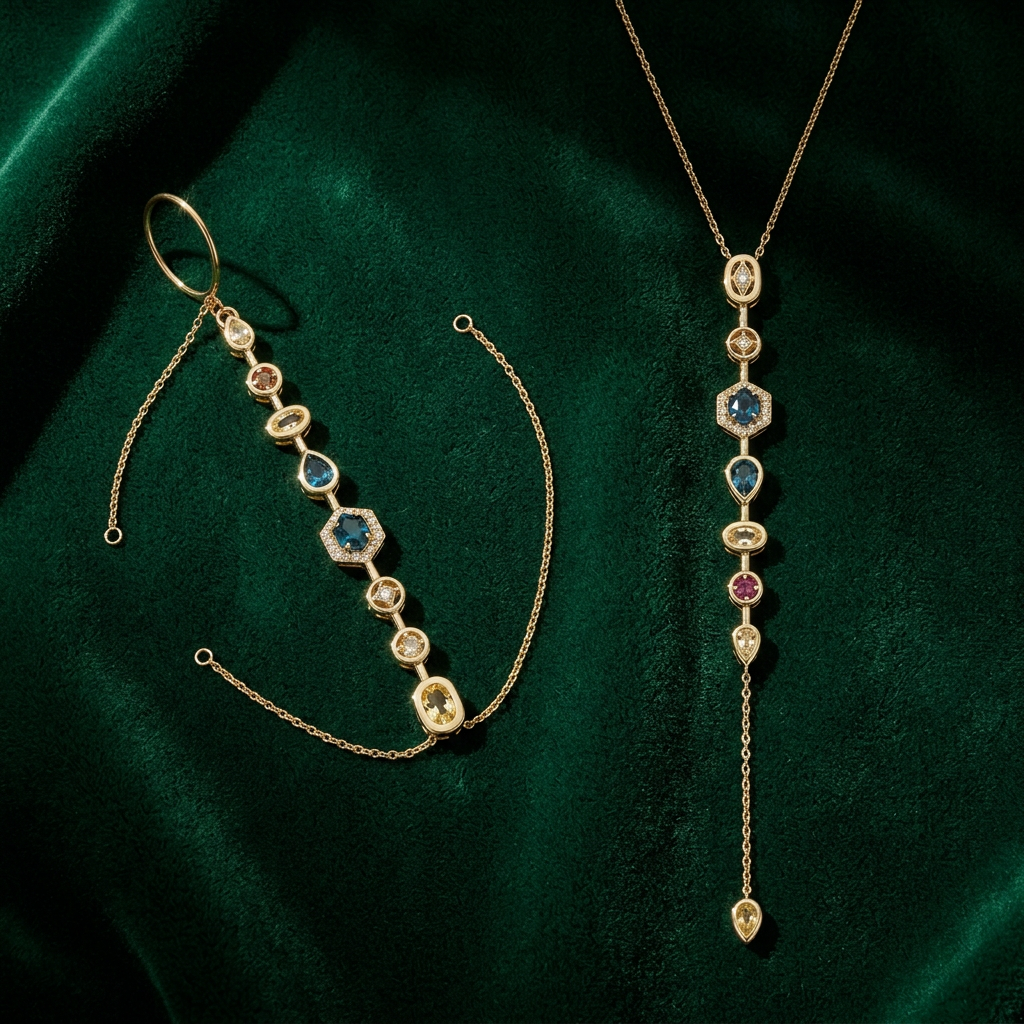 2-delig set van ketting en armband, eyecatcher