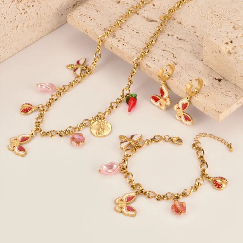 3 delige set met vlinders