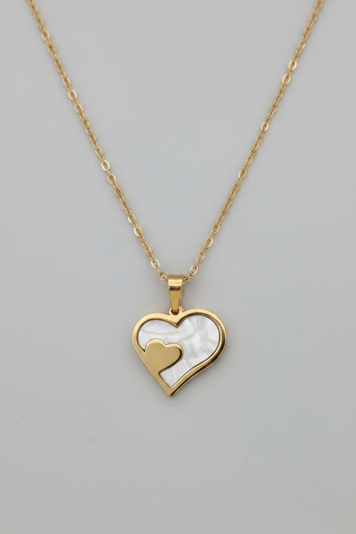 2-delig set ketting met oorstekers hartje
