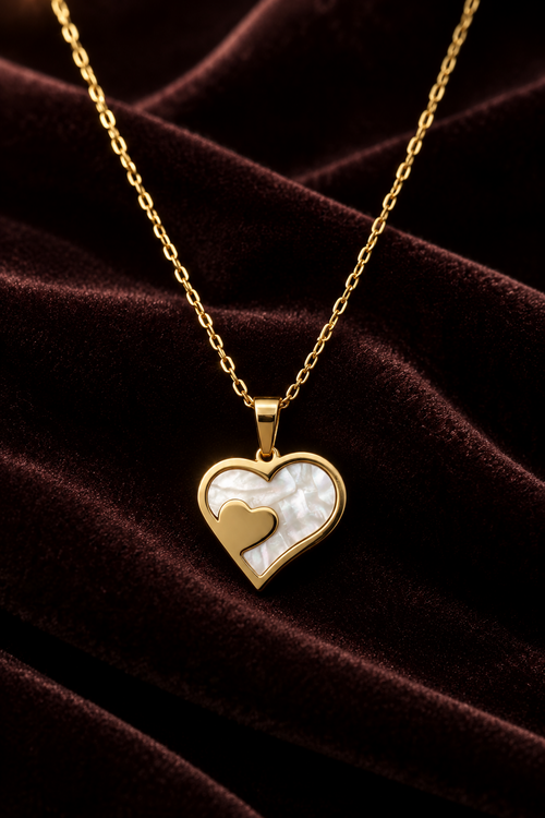 2-delig set ketting met oorstekers hartje