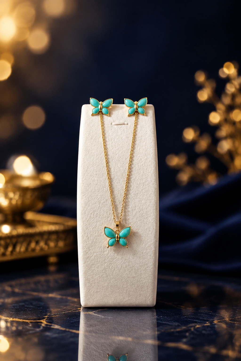 2-delig set vlinder,ketting met oorbellen
