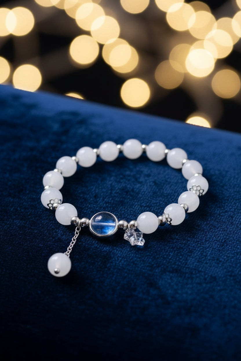 Armbamd wit met blauw