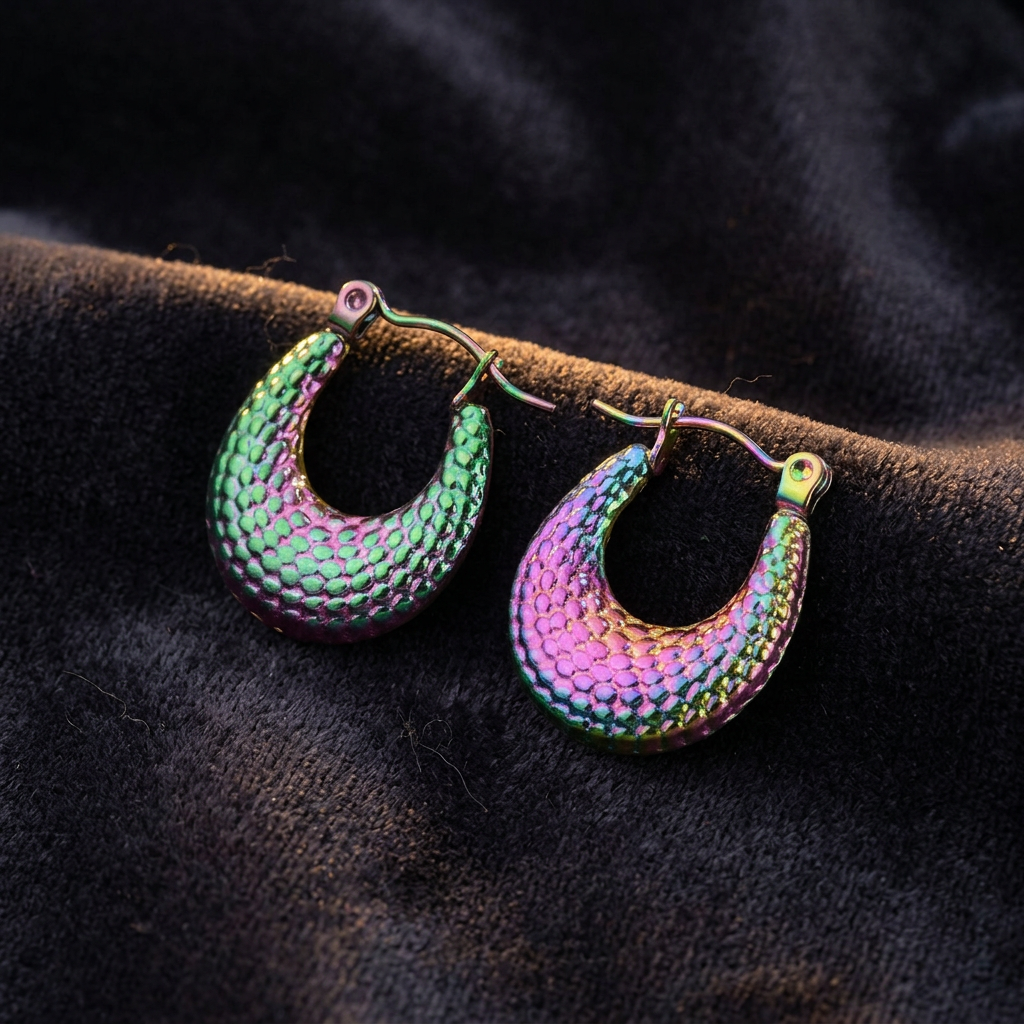 Oorbellen rvs 304, regenboog kleur