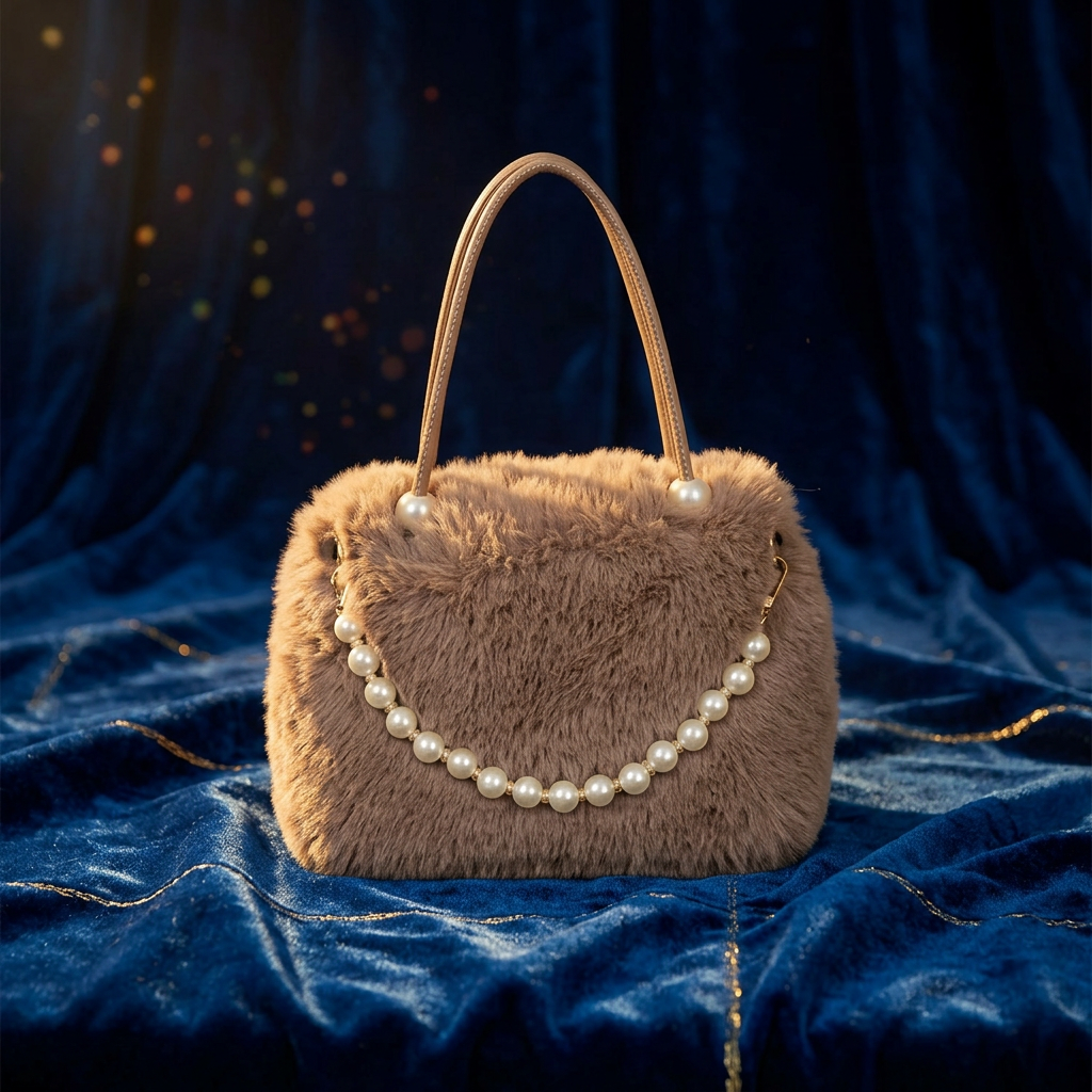Fluffy handtasje met parels