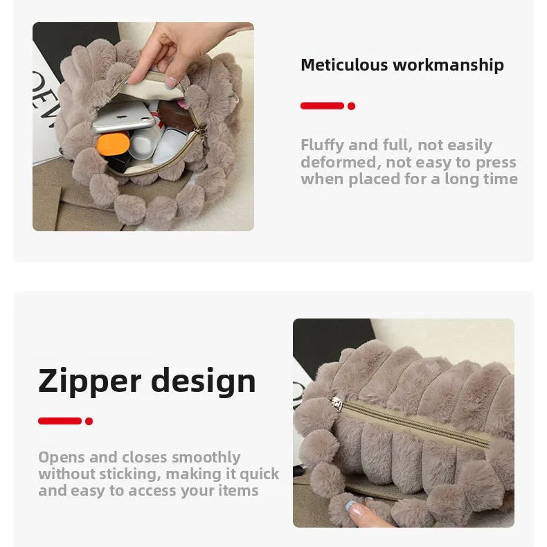 Fluffy tas met bijpassende muts