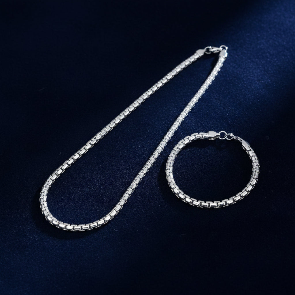mooie set in rvs 304, ketting en armband in goud en zilverkleur