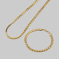 mooie set in rvs 304, ketting en armband in goud en zilverkleur